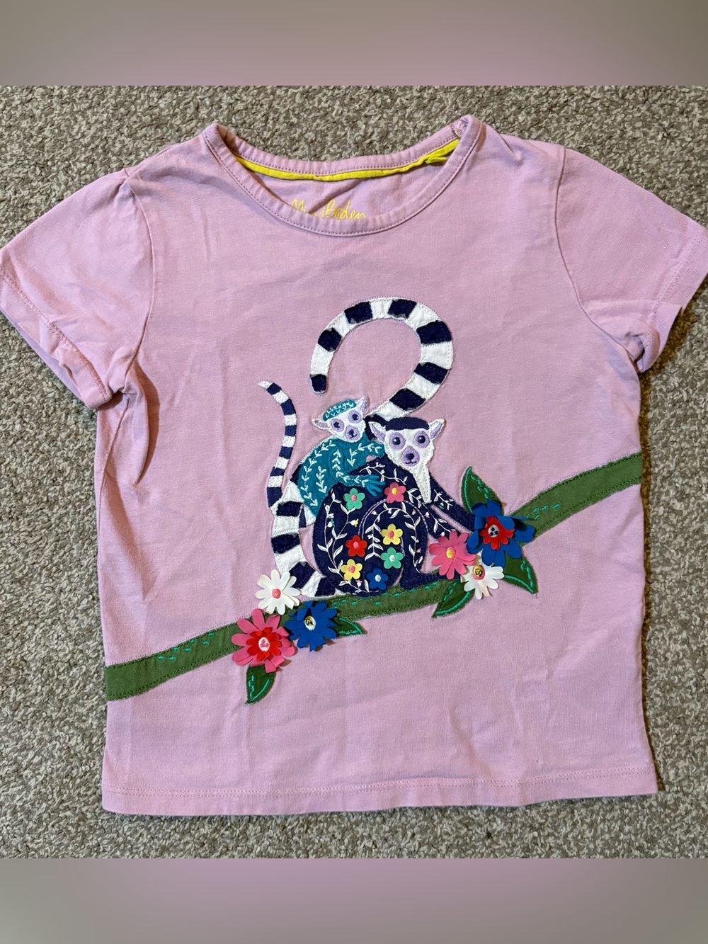 Mini Boden Purple-Pink Lemur Appliqué Tee